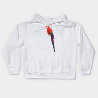 Scarlet macaw parrot cartoon illustration Kids Hoodie